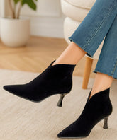 Comprar Bota Feminina Cano Curto Salto Fino Camurça Premium Confortável Elegante Barato ou em Promoção